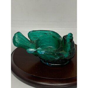 Vtg Degenhart Green Slag Glass Bird Salt Cellar